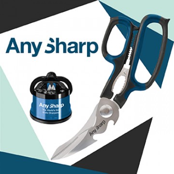 AnySharp Knife Sharpener (Blue) + 5-in-1 Multi-use Scissor value set  @ $32.90 UP $45.80 (Save $12.90)