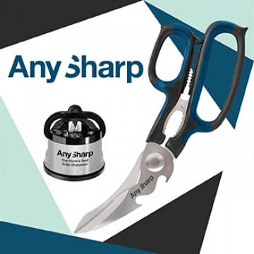 AnySharp Knife Sharpener (Silver)  + 5-in-1 Multi-use Scissor value set  @ $32.90 UP $45.80 (Save $12.90)