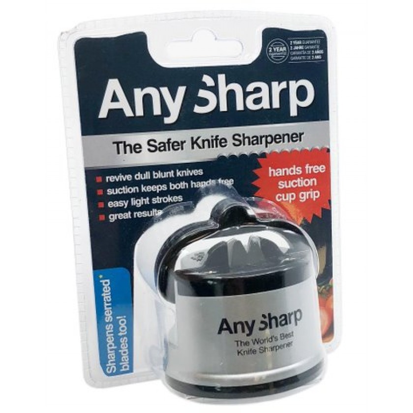 AnySharp Essentials - Knife Sharpener with PowerGrip - For Knives and  Serrated Blades