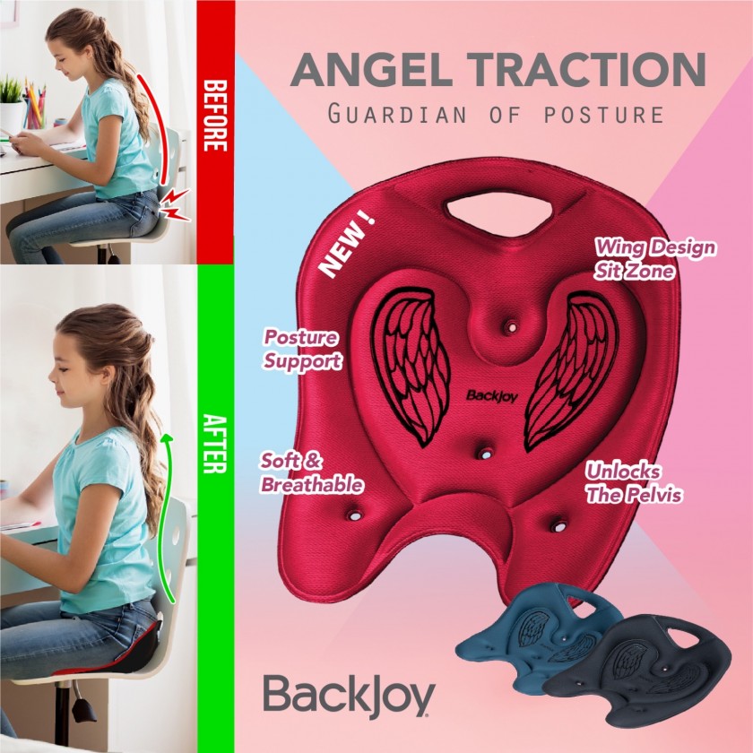  Backjoy Posture Seat Pad, Ergonomic Pressure Relief, Hip &  Pelvic Support to Improve Posture, Home, Office Chair, Car Seat, Core Lux