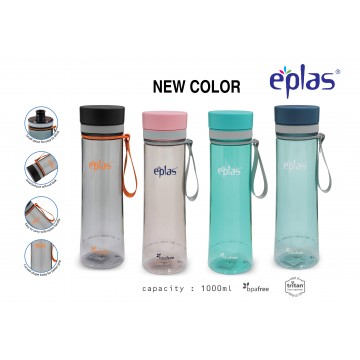 EPLAS EGHT 1000 BPA-FREE WATER BOTTLE (1000ML) - CLEAR BOTTLES ( AVAILABLE IN 4 COLOURS)