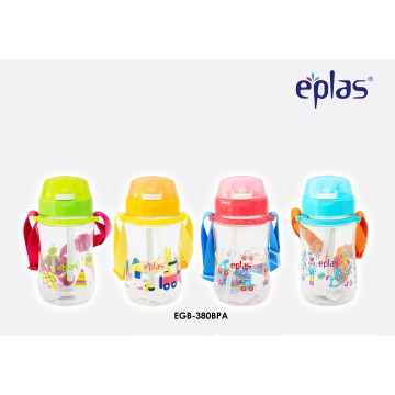 Eplas Kids' bottle with Push Botton, Straw & Removable Strip (EGB-380ml) - Available in 4 colours