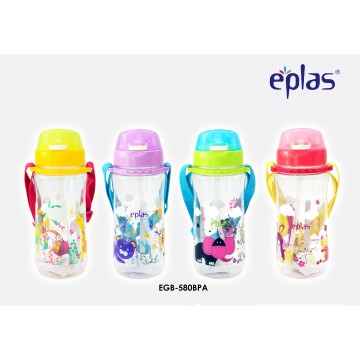 Eplas Kids' bottle with Push Button, Straw & Removable Strap (EGB-580ml) - Available in 4 colours