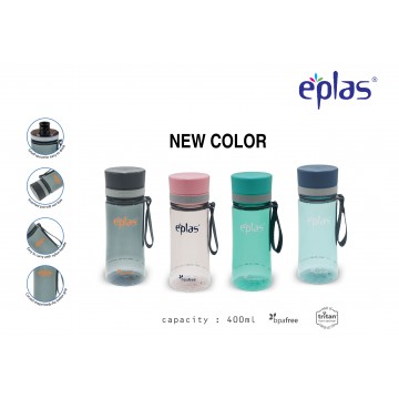 EPLAS EGHT 400ML, EASTMAN TRITAN, BPA-FREE WATER BOTTLE. LEAKAGE FREE (CLEAR - 4  COLOURS)