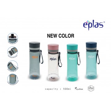 EPLAS EGHT 500ML, EASTMAN TRITAN, BPA-FREE WATER BOTTLE. LEAKAGE FREE  (CLEAR-4 COLOURS)