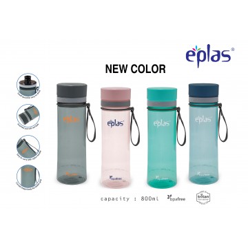 EPLAS EGHT 800ML, EASTMAN TRITAN, BPA-FREE WATER BOTTLE. LEAKAGE FREE  (CLEAR-4 COLOURS)