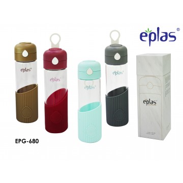 Eplas BPA-Free Glass Bottle with Silicone cover (680ml) - Available in 4 colours