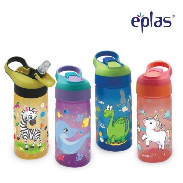 Eplas Kids Cartoon Water Bottle With Straw and Handle, 550ML, BPA Free (EBSP-550) - Available in 4 colours