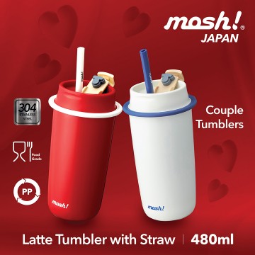 2 for $48 UP $87.80 Mosh Latte Double-walled Tumbler with Straw (480ml