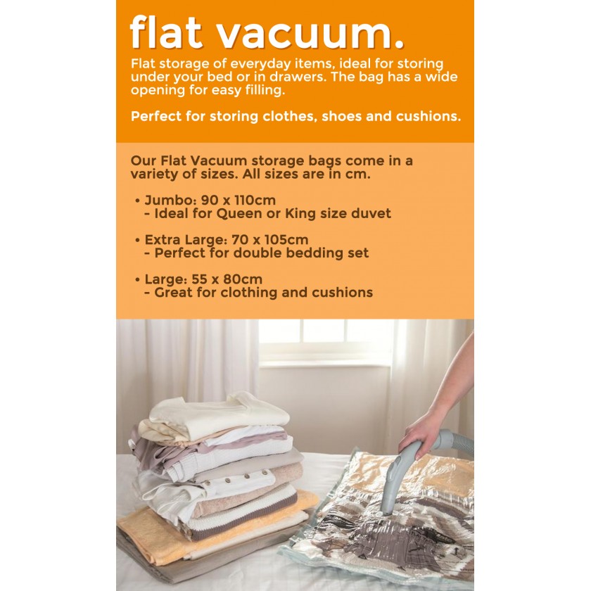 Packmate Set of 2 Flat Vacuum Storage Bags- Extra Large