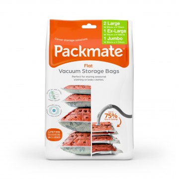 NEW! Packmate Space Saver Vacuum Seal Storage Bags  (4 in 1 Combo Value Set (2Large, 1 XL, 1Jumbo)