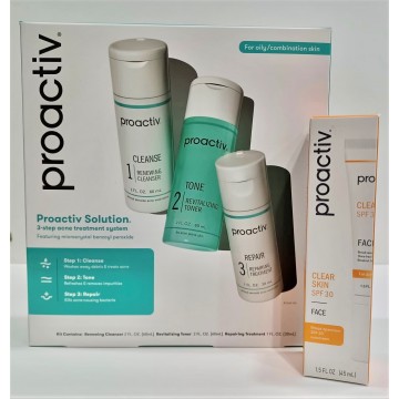 PROACTIV COMBO VALUE SET - Proactiv Solution 30-Day Complete Acne  Kit + Clear Skin SPF 30 NOW $59.90 UP$109.80 Save $49.90