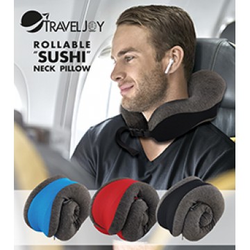 Travel Joy Sushi-Roll Memory Foam Travel Pillow (Available in 3 Colours)