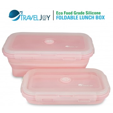 Travel Joy Eco Food Grade Silicone Foldable BPA-Free Lunch Box (1200ml) Pink UP $18.90