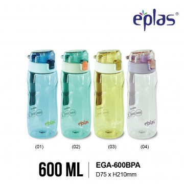 Eplas (EGA 600 ml) BPA-Free Clear Sporty Bottle in 4 soft pastel colours