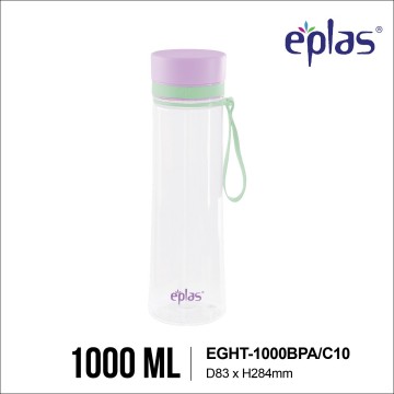 EPLAS EGHT 1000 BPA-FREE WATER BOTTLE (1000ML) - CLEAR BOTTLES NEW PASTEL COLOURS